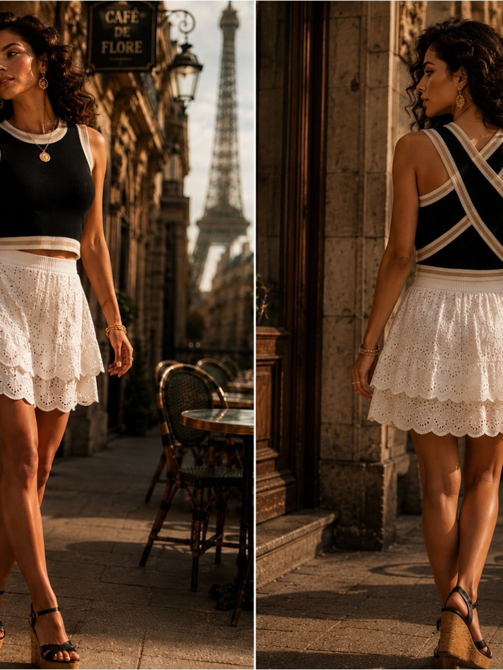 House of Harlow 1960 Black & White Crisscross Crop Tank